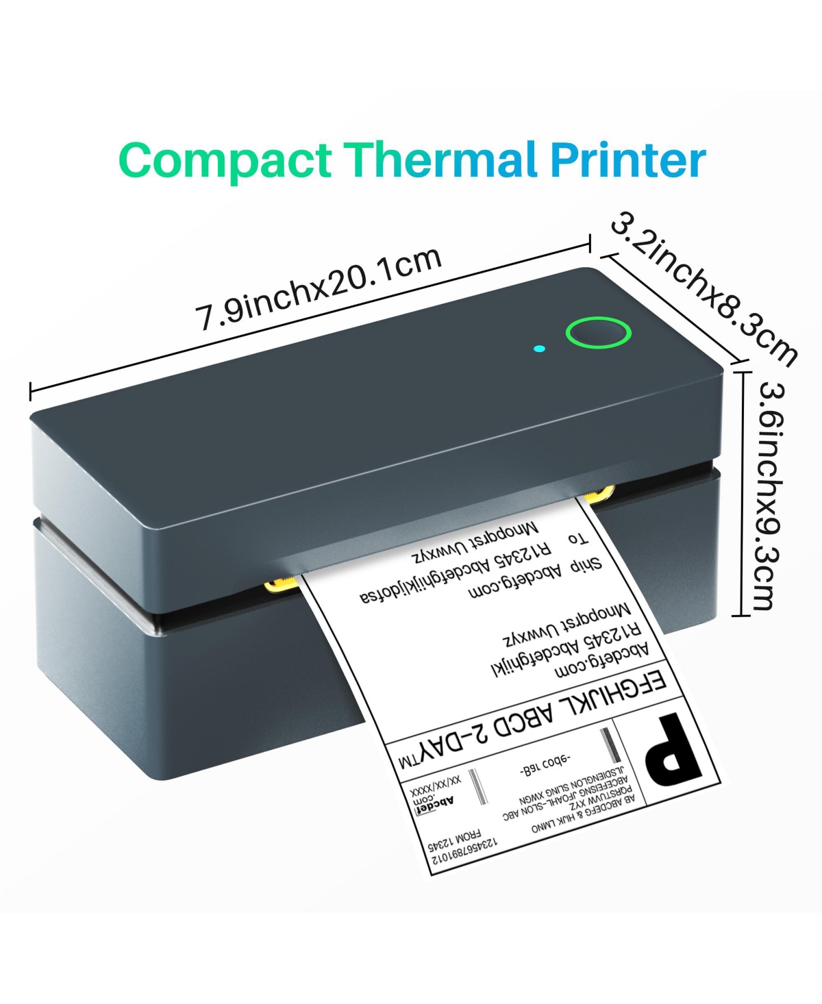Polono Bluetooth Thermal Shipping Label Printer, Wireless 4x6 Shipping Label Printer for Small Business, Support iOS, Android, Windows and Mac, Compat