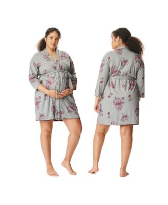 Motherhood Women's Maternity Robe and Nursing Chemise Sleep Set