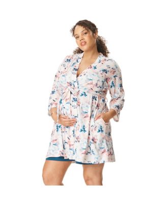 Motherhood Women's Maternity Robe and Nursing Chemise Sleep Set