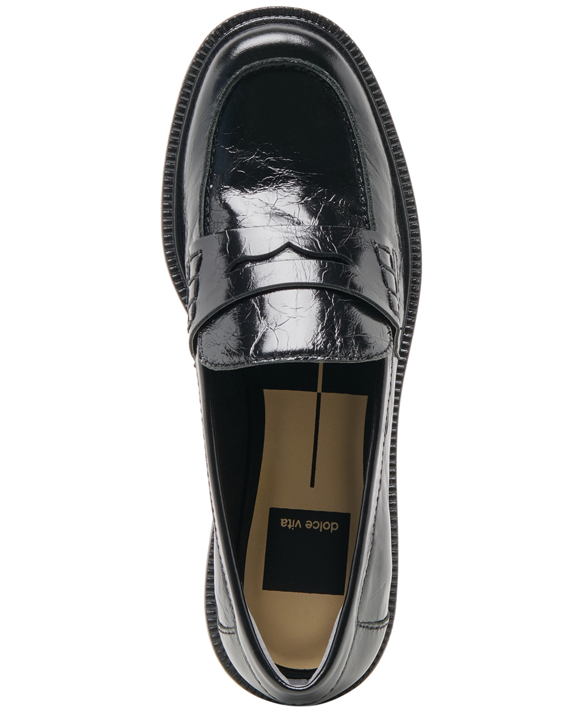 Dolce Vita Tiggy Loafers Midnight Crinkle Patent In Black