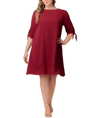 Plus Size Manhattan Shift Dress with Tie Sleeves