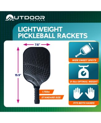Outdoor Cruiser Pickleball Racket Set - Carbon Fiber USAPA Approved Lightweight Paddles with Polypropylene Honeycomb Core, Skill Levels, Includes 2 Rackets, a Sling Bag, 4 Balls, and 4 Grip Tapes