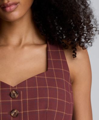 Women's Plaid Sleeveless Peplum Vest