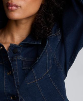 Women's Corset Waist Denim Trucker Jacket