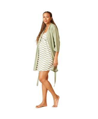 Maternity Motherhood Robe and Nursing Chemise Sleep Set with Baby Swaddle