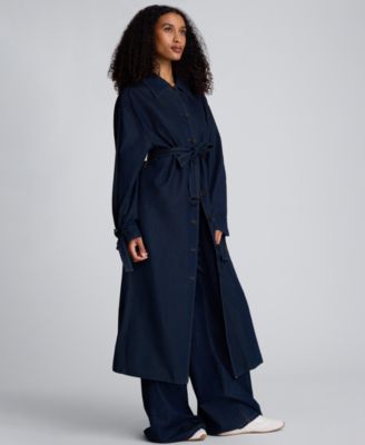 Women's Denim Belted Maxi Trench Coat