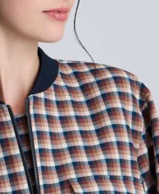 Women's Chequered Cropped Bomber Jacket