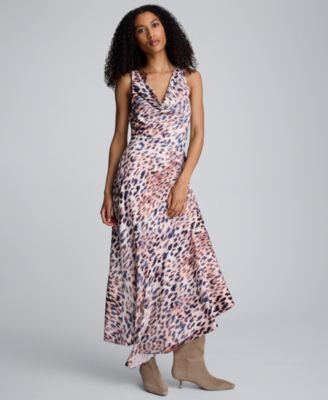 Women's Animal Print Asymmetric Midi Dress