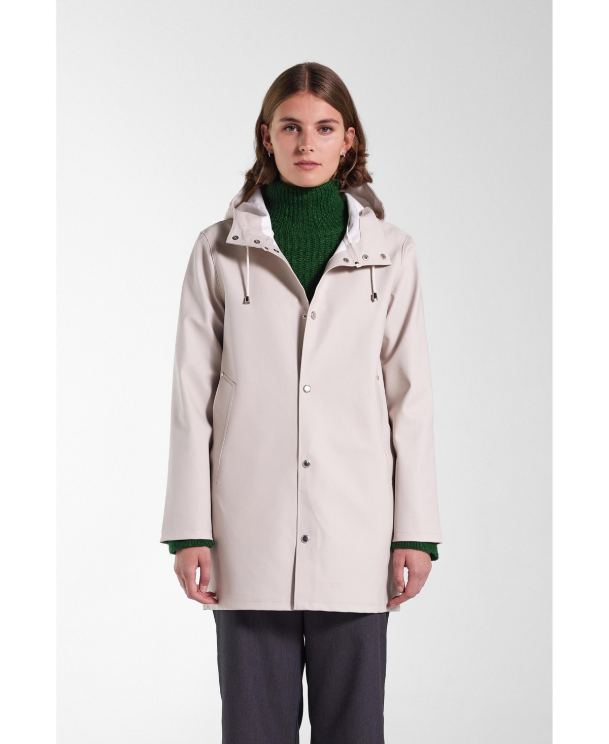 Stockholm Long Sleeve Hooded Raincoat - Khaki green