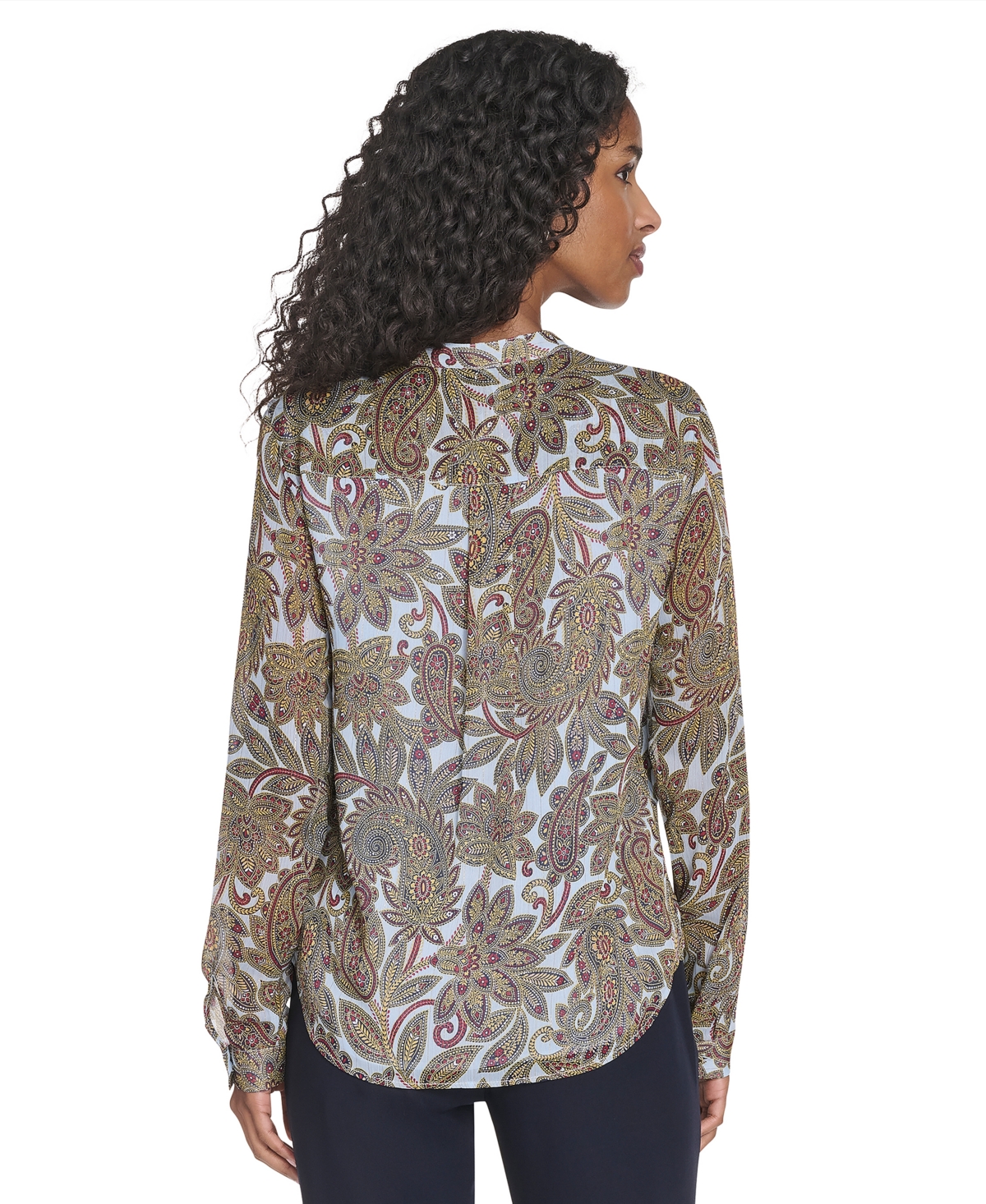 Tommy Hilfiger Women's Paisley Ruffle Long Sleeve Blouse In Multi