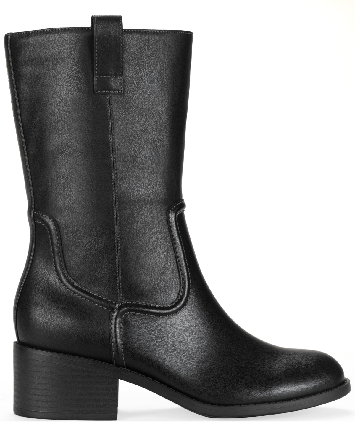 Style & Co Women's Inezz Mid Shaft Faux-leather Boots, Macy's Exclusive In Black