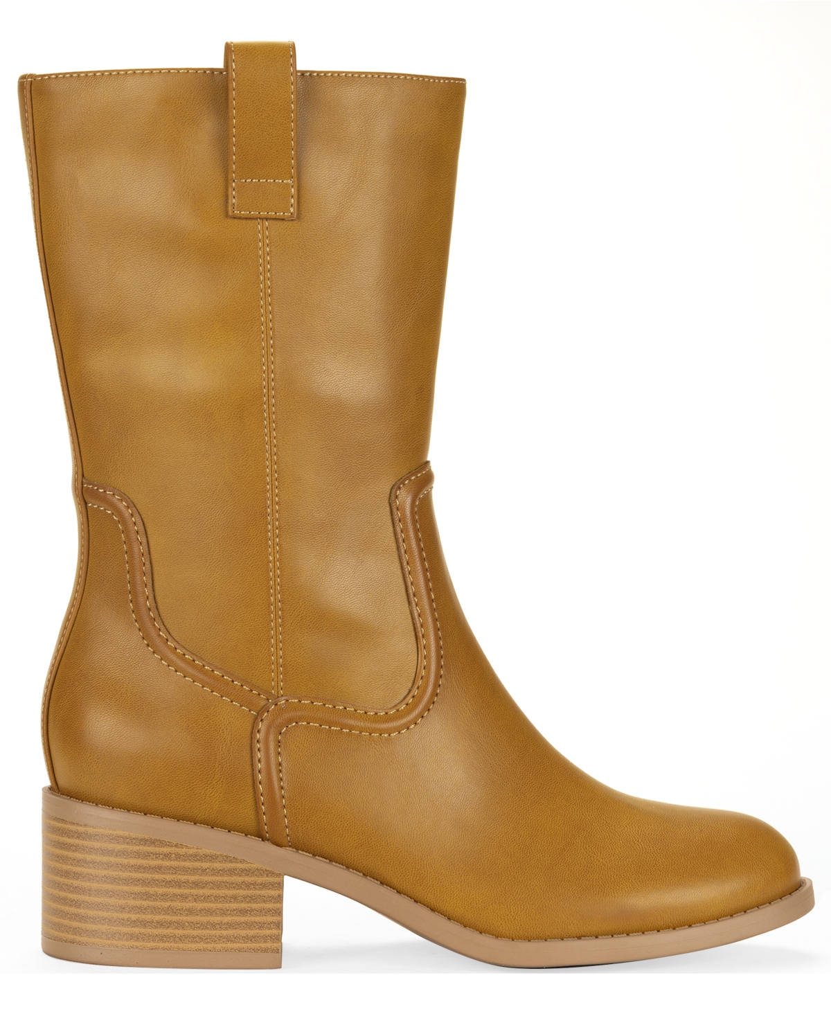 Style & Co Women's Inezz Mid Shaft Faux-leather Boots, Macy's Exclusive In Brown