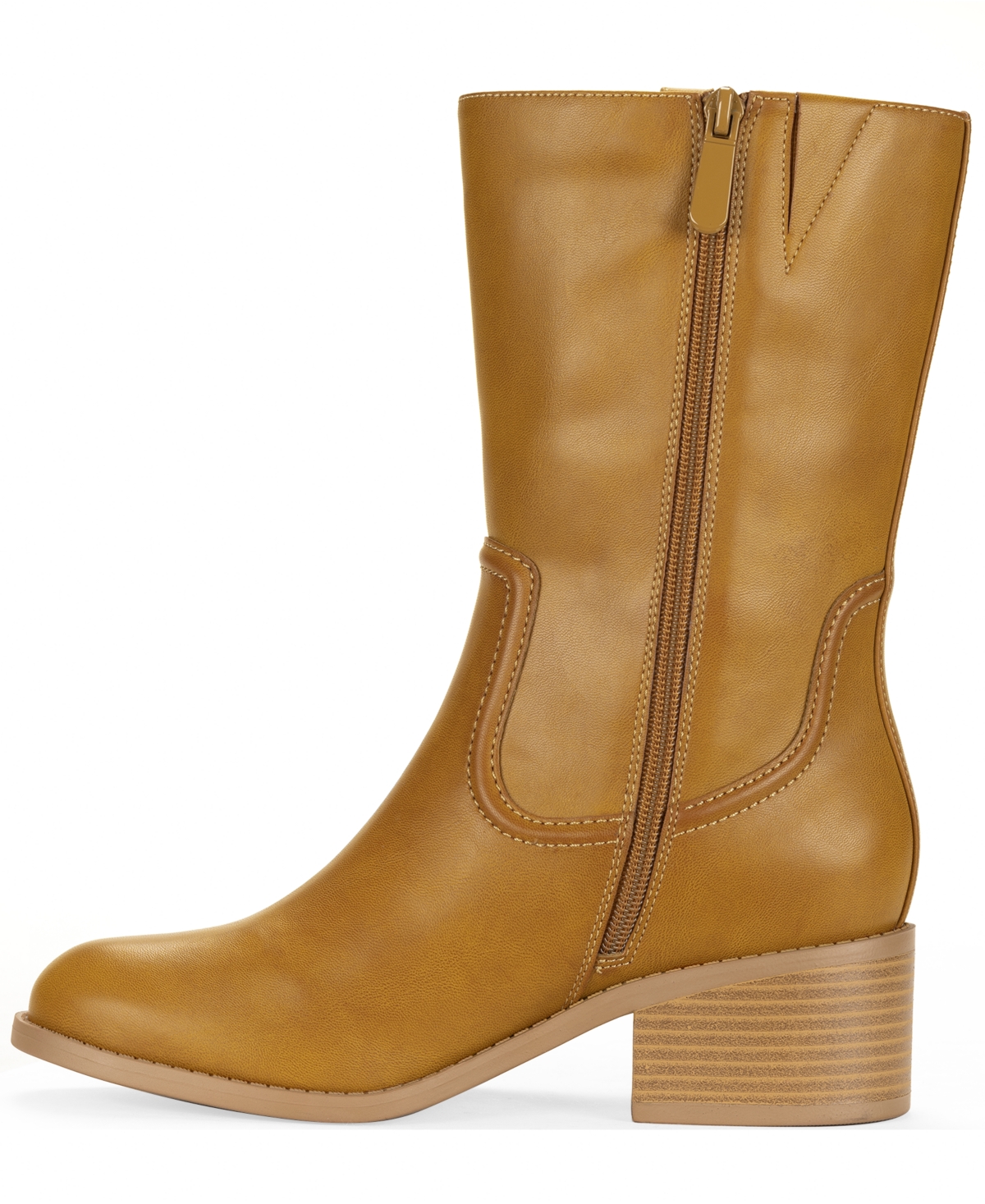 Style & Co Women's Inezz Mid Shaft Faux-leather Boots, Macy's Exclusive In Brown