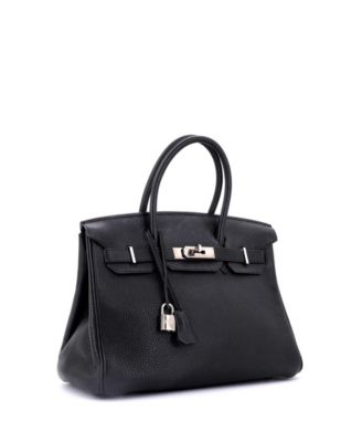 Pre-Owned Hermes Birkin 30 Handbag Blue Togo with Palladium Hardware