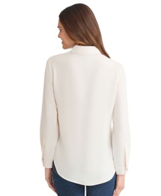 Women's Collared Long Sleeve Button Front Top