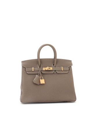 Pre-Owned Hermes Birkin 25 Handbag Grey Togo with Gold Hardware