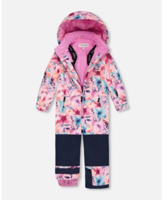 Big Girls One-Piece Teknik Snowsuit Pink Watercolor Flower Print
