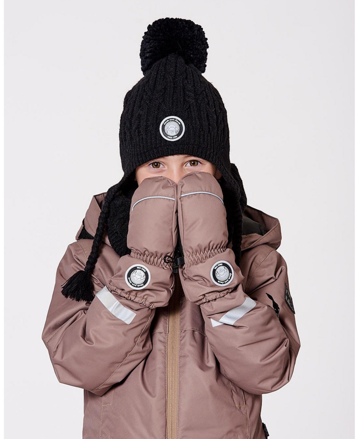 Deux par Boy Winter Mittens Play Taupe - Toddler|Child