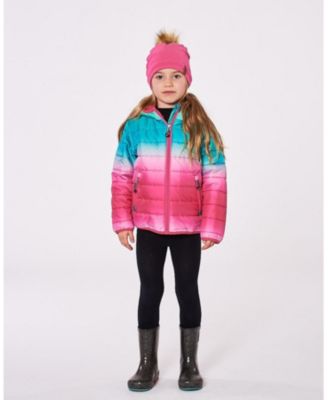 Girl Quilted Mid-Season Jacket Green and Pink Gradient - Toddler|Child