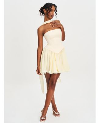 Women's Valentina Butter Yellow Boned Curve Edge Peplum Mini Dress