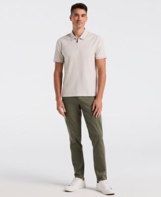 Men's Slim-Fit Ribbed Zip Polo Shirt