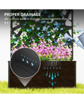 Metal Raised Garden Bed with Privacy Screen Outdoor Planter Box 24"L x 9.1"W x 44.5"H