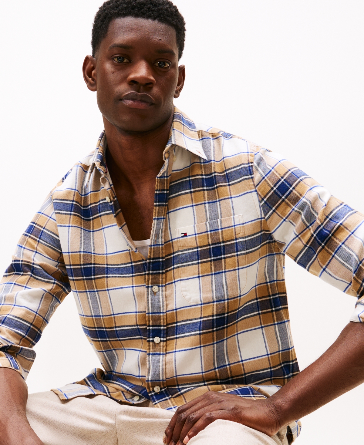 Tommy Hilfiger Brushed Flannel Check Print Shirt In Multi