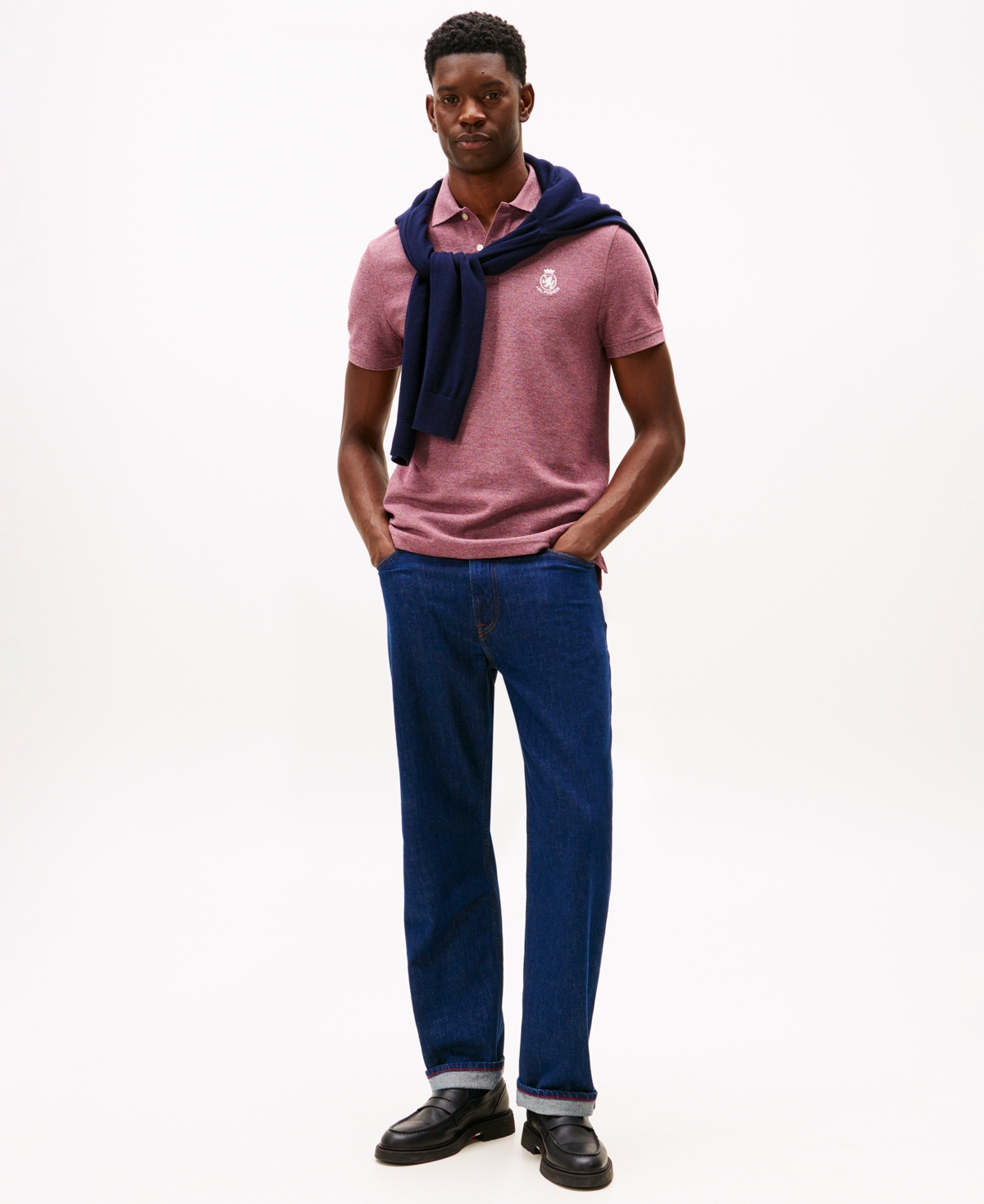 Tommy Hilfiger Men's Heathered Crest Regular Fit Polo Shirt In Pink