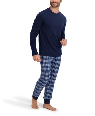 Men's Long Sleeve Crew Flannel Sleep Set