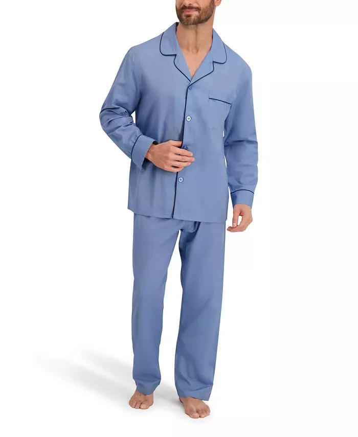 Men's Woven Button Down Pajama Sleep Set