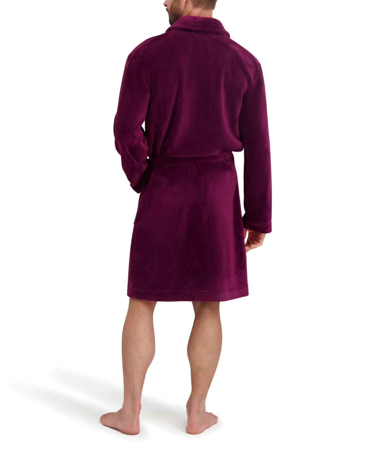 Hanes Men's Adjustable Plush Robe In Burgundy