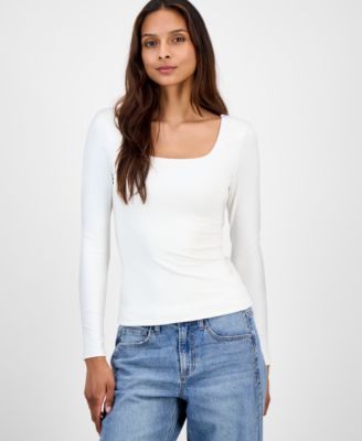 Women's Scoop-Neck Second-Skin Long-Sleeve Top, Macy's Exclusive 
