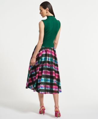 Women's Sleeveless Ponte Combo Midi Dress