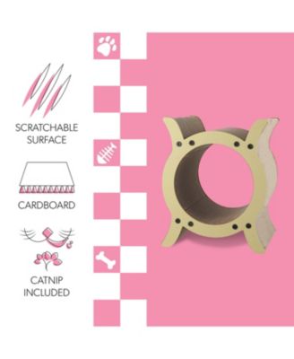 Nyan 16.5" Modern Cardboard Tunnel Cat Scratcher with Catnip, Almond