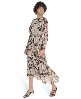 Women's Long Sleeve Tie Waist Dress