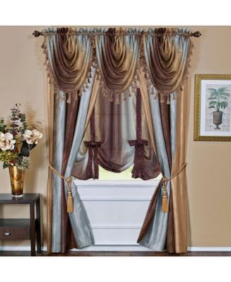 Ombre Crushed Satin Sheer Single Window Curtains & Valances - 46 in. W x 42 in. L Single Valance, Autumn