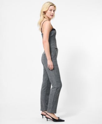 Women's Cropped Slim-Fit Plaid Cigarette Pants