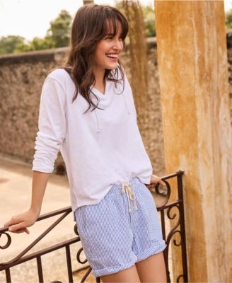 Women's Long Sleeve Slub Hooded Popover