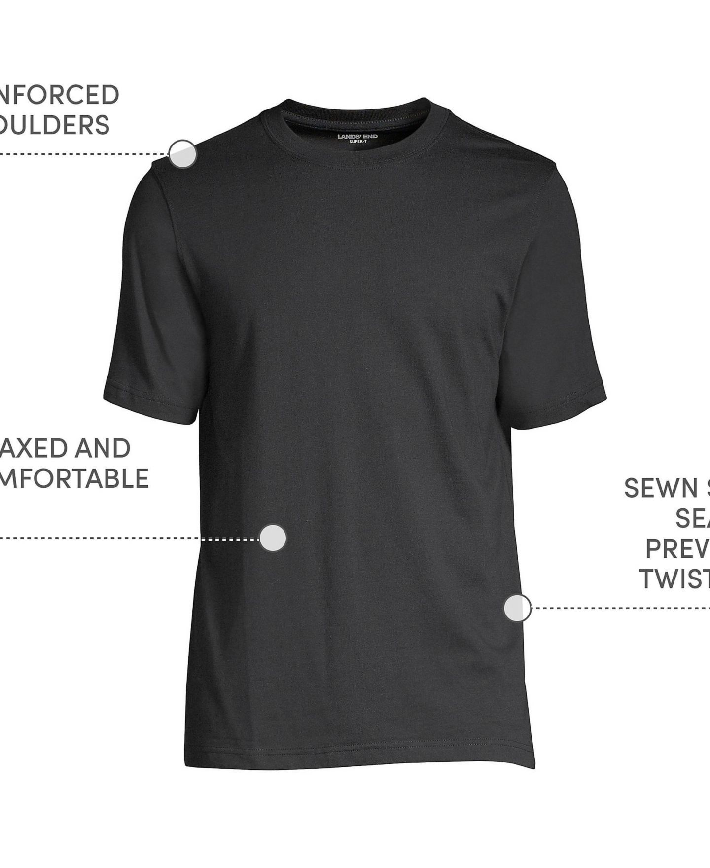 Мужская футболка Lands' End Big & Tall Super-T Short Sleeve, цвет: Чёрный — фото 4