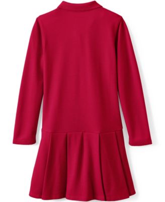Big Girls Long Sleeve Mesh Pleated Polo Dress