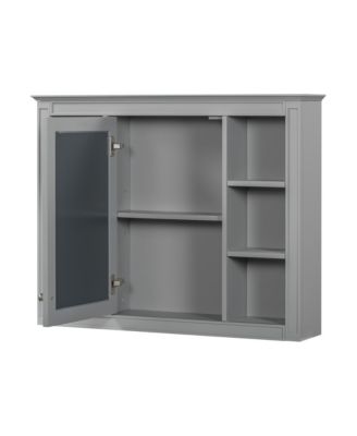 35" x 27.5" Bathroom Mirror Cabinet with 6 Open Shelves, Wall Mounted Medicine Cabinet (No Vanity)
