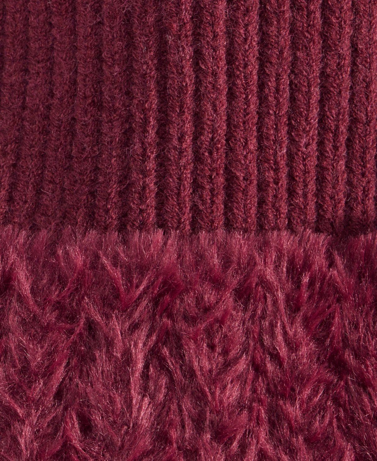Inc International Concepts Faux Fur Cuff Ribbed Knit Beanie, Macy's Exclusive In Burgundy