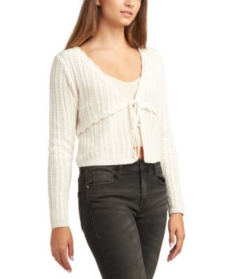 Juniors Tie-Front Long-Sleeve Cardigan Sweater