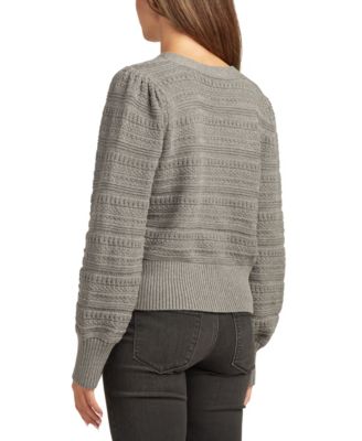 Juniors V-Neck Bow-Trim Long-Sleeve Cardigan