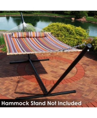 Two-Person Quilted Fabric Hammock with Spreader Bars - 450 lb Weight Capacity