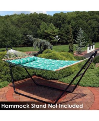 2-Person Quilted Printed Fabric Spreader Bar Hammock/Pillow with S Hooks and Hanging Chains - 450 lb Weight Capacity
