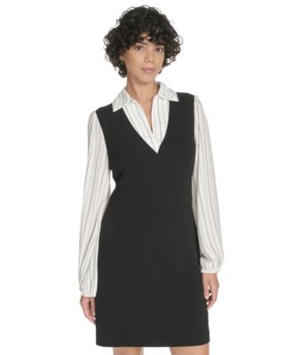 Women's V-Neck Twofer Dress