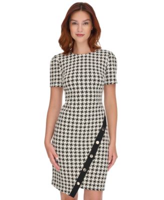 Women's Houndstooth Pattern Sheath Dress