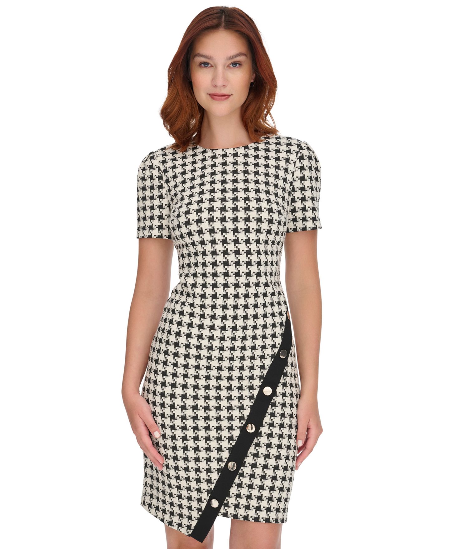 Женское платье Tommy Hilfiger Houndstooth Pattern Sheath, цвет: Чёрный жемчужный — фото 2