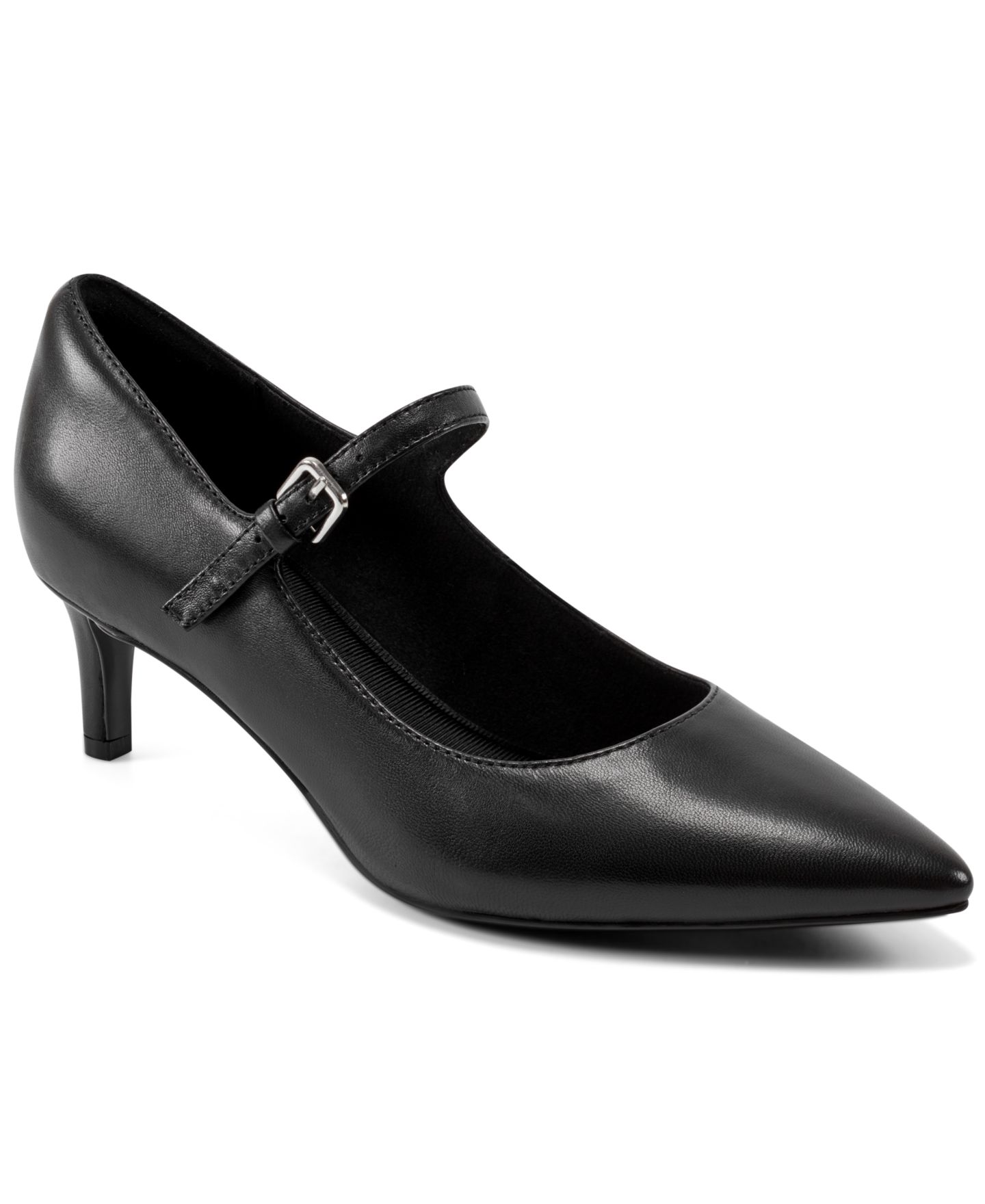 Женские туфли Rockport Chase Mary Jane Pointed Toe Pumps, цвет: Чёрный кожаный — фото 1